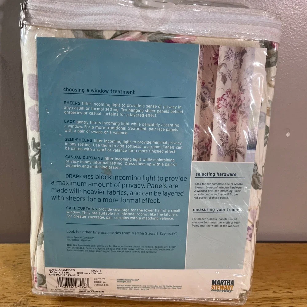 Vtg Martha Stewart Dahlia Garden Floral Drapery Panels 80x63 Thermal Backed NEW